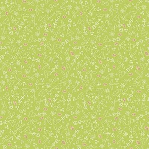 Spring Green and Gold Ditsy Floral