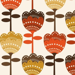 XLARGE -  70s flower fabric - flower fabric, 70s fabric, retro floral, retro wallpaper, 70s wallpaper, - rust