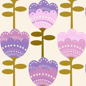 XLARGE -  70s flower fabric - flower fabric, 70s fabric, retro floral, retro wallpaper, 70s wallpaper, - purple