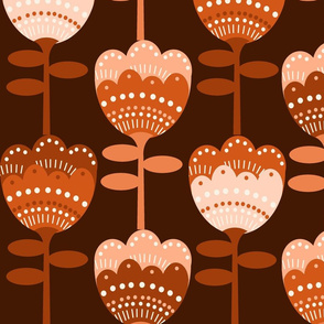 XLARGE -  70s flower fabric - flower fabric, 70s fabric, retro floral, retro wallpaper, 70s wallpaper, - brown