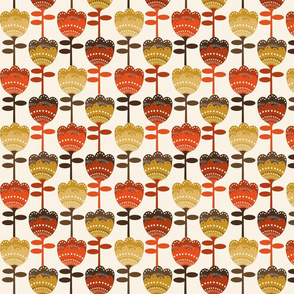 MED -  70s flower fabric - flower fabric, 70s fabric, retro floral, retro wallpaper, 70s wallpaper, - rust