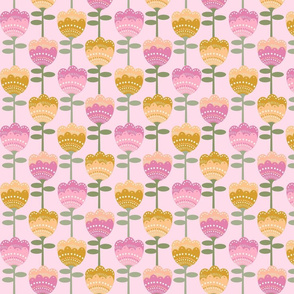 MED -  70s flower fabric - flower fabric, 70s fabric, retro floral, retro wallpaper, 70s wallpaper, - pastel pink