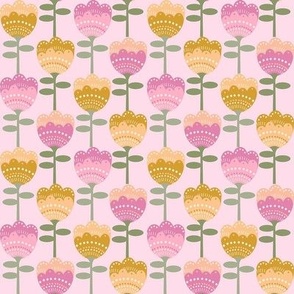 SMALL -  70s flower fabric - flower fabric, 70s fabric, retro floral, retro wallpaper, 70s wallpaper, - pastel pink