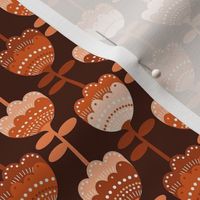 SMALL 70s flower fabric - flower fabric, 70s fabric, retro floral, retro wallpaper, 70s wallpaper, - brown