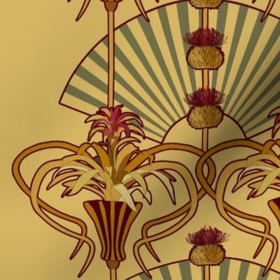 Art Nouveau Thistle and Bromeliad