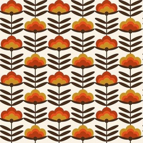 SMALL - - 70s Happy Flower - 70s flower, 70s floral, 70s wallpaper, 70s fabric, 70s design - rust