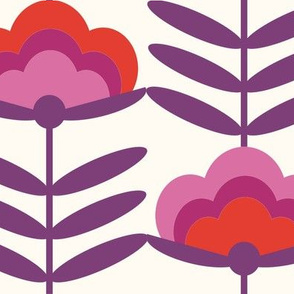 XL - - 70s Happy Flower - 70s flower, 70s floral, 70s wallpaper, 70s fabric, 70s design - dark purple