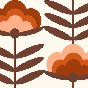 XL - 70s Happy Flower - 70s flower, 70s floral, 70s wallpaper, 70s fabric, 70s design - brown