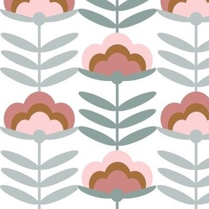 LARGE - 70s Happy Flower - 70s flower, 70s floral, 70s wallpaper, 70s fabric, 70s design - dusty pink