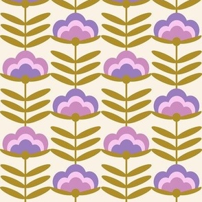 MEDIUM - 70s Happy Flower - 70s flower, 70s floral, 70s wallpaper, 70s fabric, 70s design - purple