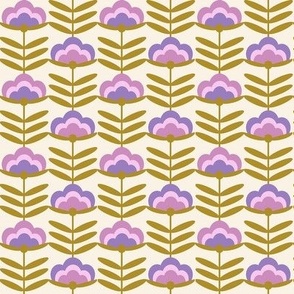 SMALL - 70s Happy Flower - 70s flower, 70s floral, 70s wallpaper, 70s fabric, 70s design - purple