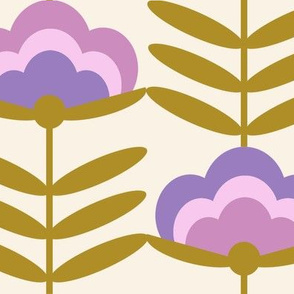 XL 70s Happy Flower - 70s flower, 70s floral, 70s wallpaper, 70s fabric, 70s design - purple