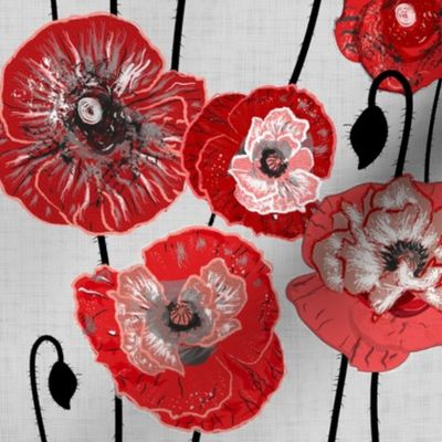 Painterly Colored Poppies