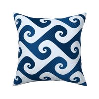 6" halftone spiral waves in classic blue