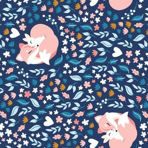 FoxLove - NAVY - fox and bunny - ROTATED