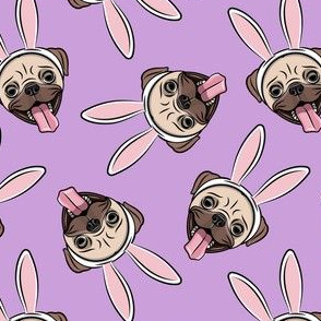 Pugs w/ Bunny Ears - Easter Pugs Dog - purple - C20BS