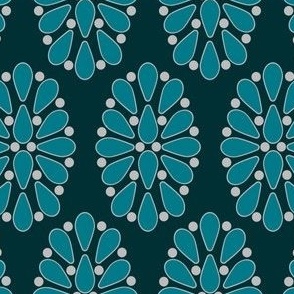 turquoise cluster on deep teal