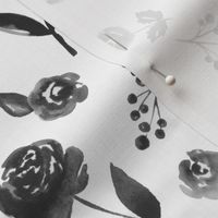 Black and White Watercolor Roses