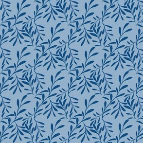 A Drift of Classic Blue Leaves on Slate Blue - Small Scale