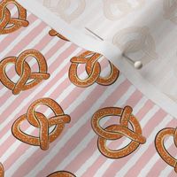 (small scale) soft pretzels (pink stripes) - food fabric C20BS