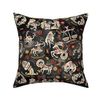 Boho Zodiac Signs Astrology- Black White Red and Gold- Regular Scale