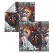 symphony orchestra violinist soloist lady woman musicians music cello violin accolades roses flowers stage performance romantic shabby chic portraits dress gowns bow ties tuxedo formal wear jackets 