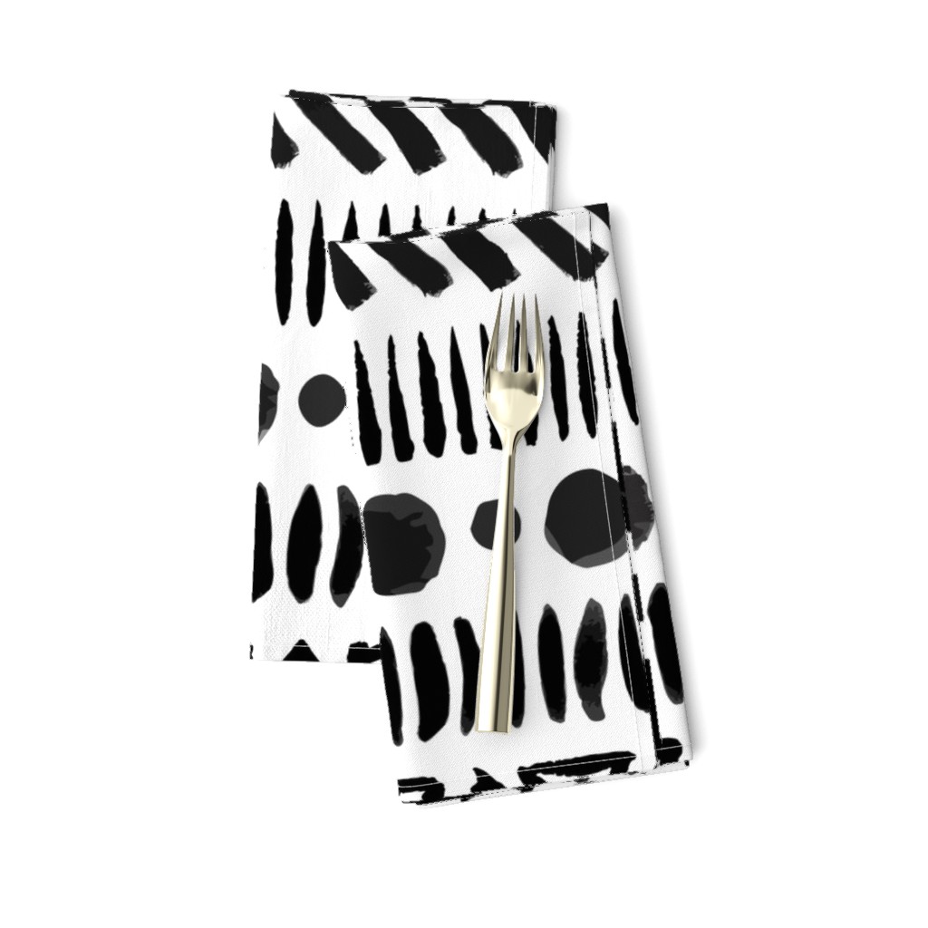 Black and White Geometric Shapes Doodle Stripes