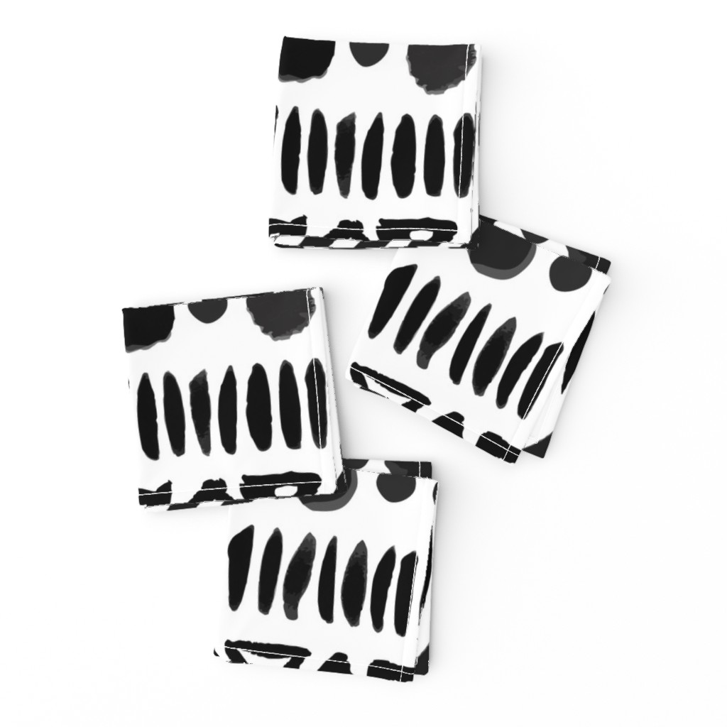 Black and White Geometric Shapes Doodle Stripes