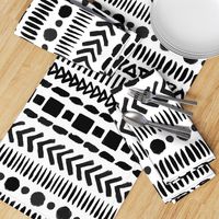 Black and White Geometric Shapes Doodle Stripes