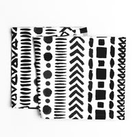 Black and White Geometric Shapes Doodle Stripes