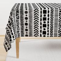 Black and White Geometric Shapes Doodle Stripes