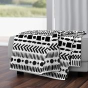 Black and White Geometric Shapes Doodle Stripes