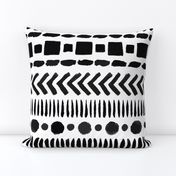 Black and White Geometric Shapes Doodle Stripes