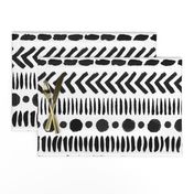 Black and White Geometric Shapes Doodle Stripes