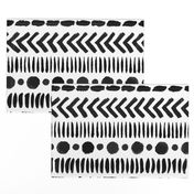 Black and White Geometric Shapes Doodle Stripes