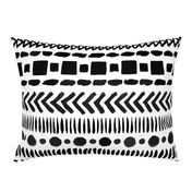 Black and White Geometric Shapes Doodle Stripes