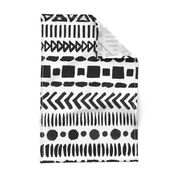Black and White Geometric Shapes Doodle Stripes