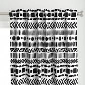 Black and White Geometric Shapes Doodle Stripes