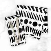 Black and White Geometric Shapes Doodle Stripes