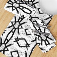 Tribal Tapa Bark Cloth- black & white