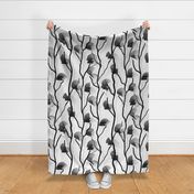 Modern Vine Simple -- Black White Slate Grey Minimalist Design -- Large Scale -- 21.05in x 42.11in repeat -- 228dpi (66% of Full Scale)