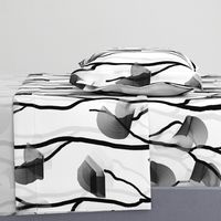 Modern Vine Simple -- Black White Slate Grey Minimalist Design -- Large Scale -- 21.05in x 42.11in repeat -- 228dpi (66% of Full Scale)