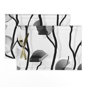 Modern Vine Simple -- Black White Slate Grey Minimalist Design -- Large Scale -- 21.05in x 42.11in repeat -- 228dpi (66% of Full Scale)