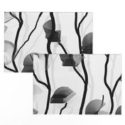 Modern Vine Simple -- Black White Slate Grey Minimalist Design -- Large Scale -- 21.05in x 42.11in repeat -- 228dpi (66% of Full Scale)