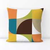 retro mod squares white mustard teal orange green brown beige