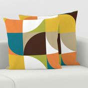 retro mod squares white mustard teal orange green brown beige