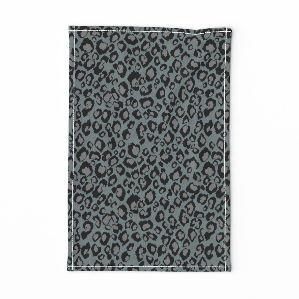 Leopard in Teal Warm Grey Black 