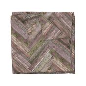 Vintage Wood Chevron Tiles Herringbone Mauve Olive Green