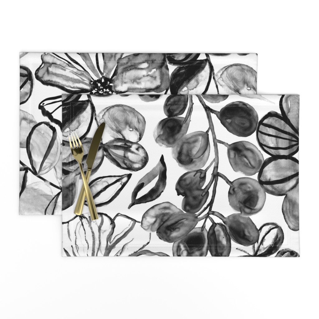 Black & White Painted Floral - Large Version 