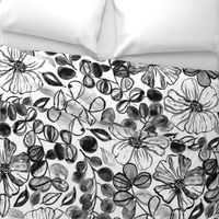 Black & White Painted Floral - Large Version 